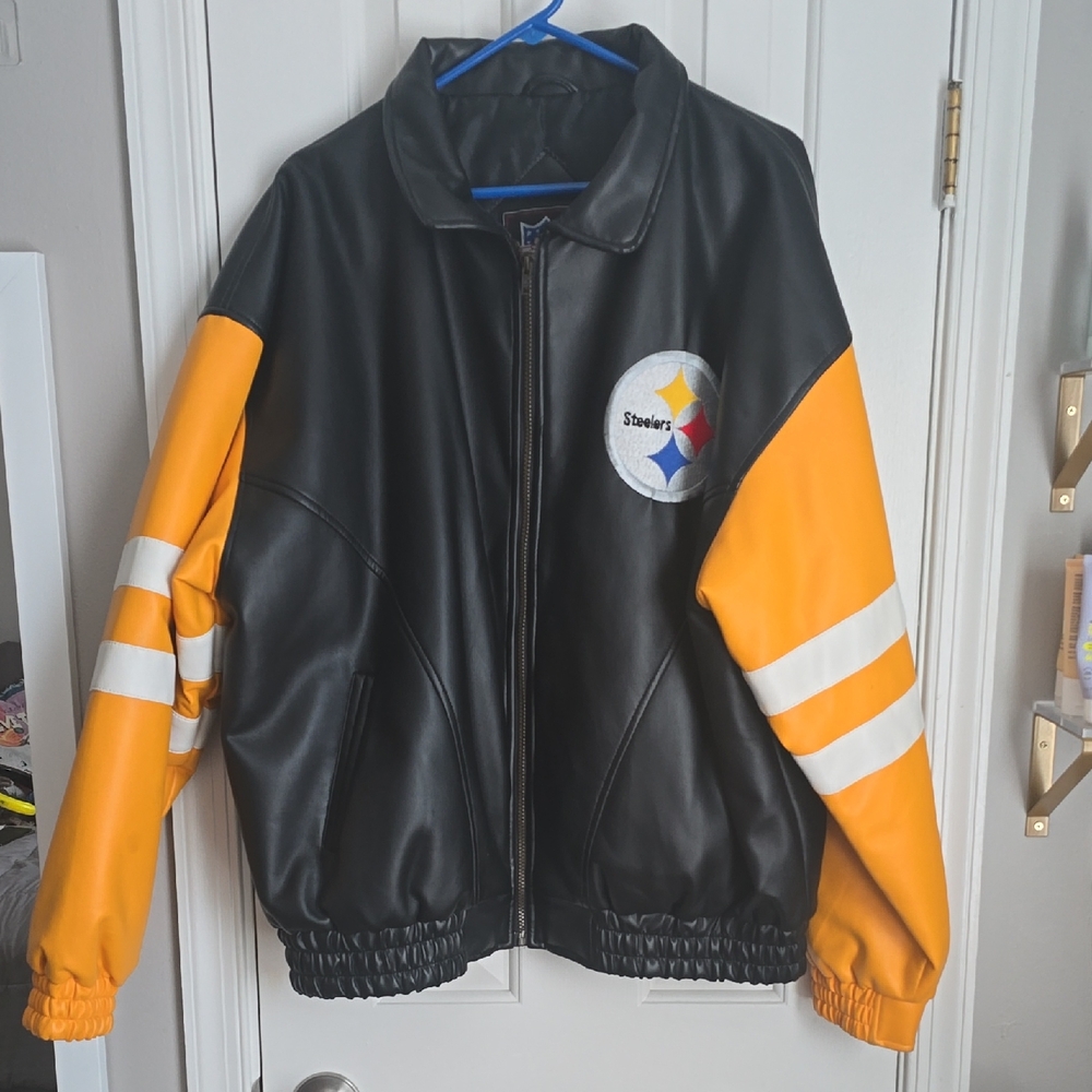 Pittsburg Steelers Mens faux Leather Bomber Style Jacket